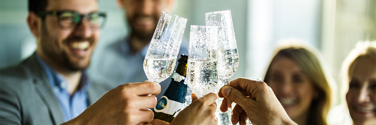 Business People Cheers With Sparkling Wine 