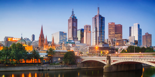 Melbourne Skyline at sunset